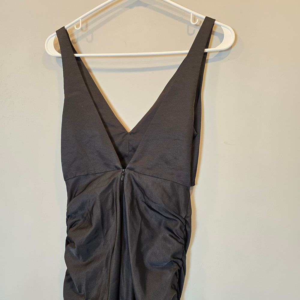 Zara Dress Cut Out Satin Effect Mini Womens Extra Small Black - Picture 8 of 10